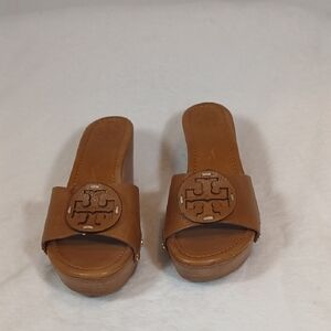 Tory Burch Leather Wedge Slide Sandals Sz 8M